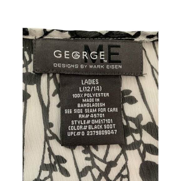 George ME Ladies Black Soot Floral Print Mesh Blouse Size Large 12/14 - Picture 3 of 10